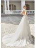 V Neck Ivory Lace Tulle Bohemian Wedding Dress
